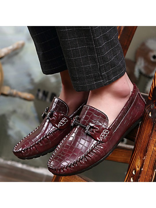 Men's Boat Shoes Casual/Drive/Party & Evening Fashion Leather Slip-on Woven Shoes Black/Bule/Burgundy 39-44  