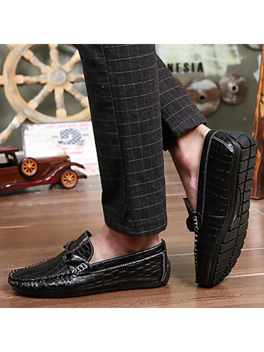 Men's Boat Shoes Casual/Drive/Party & Evening Fashion Leather Slip-on Woven Shoes Black/Bule/Burgundy 39-44  