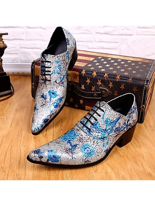 Men's Shoes   Limited Edition Pure Handmade Wedding/Party & Evening Leather Oxfords Silver  