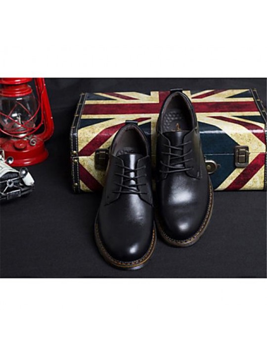 Men's Shoes Casual Leather Oxfords Black/Brown  