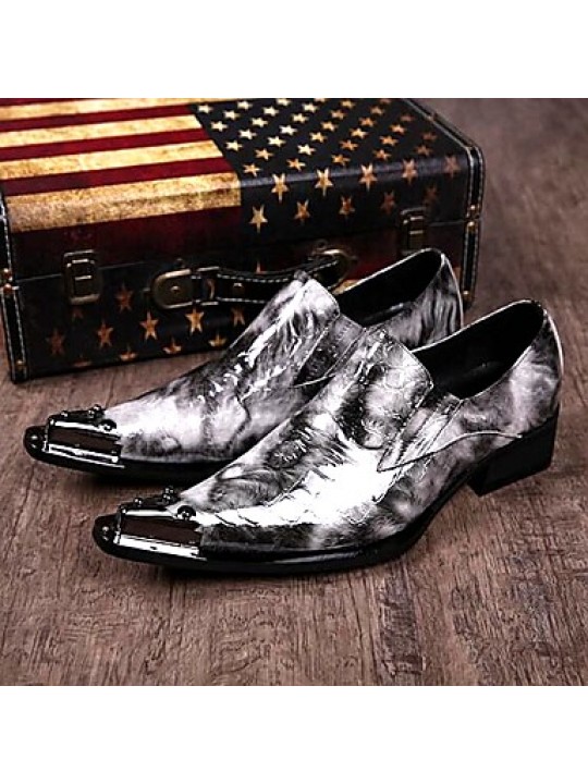   2016 New Style Pure Manual Black Water Wave Wedding / Night Club & Party Cowhide Leather Loafers  