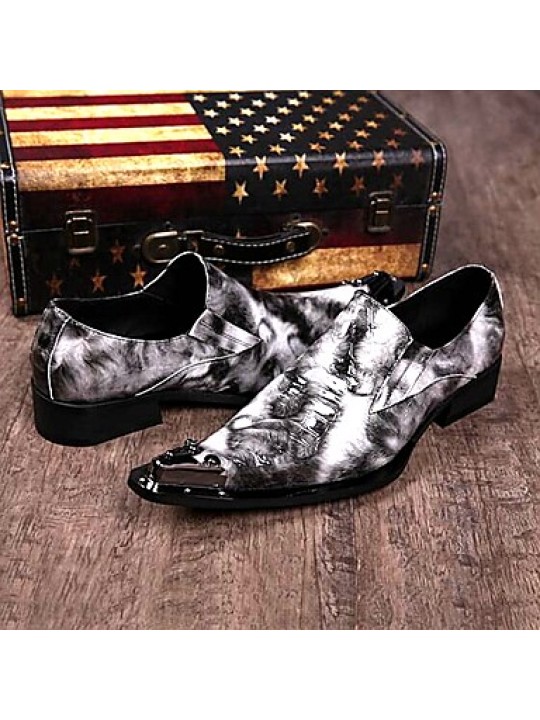   2016 New Style Pure Manual Black Water Wave Wedding / Night Club & Party Cowhide Leather Loafers  